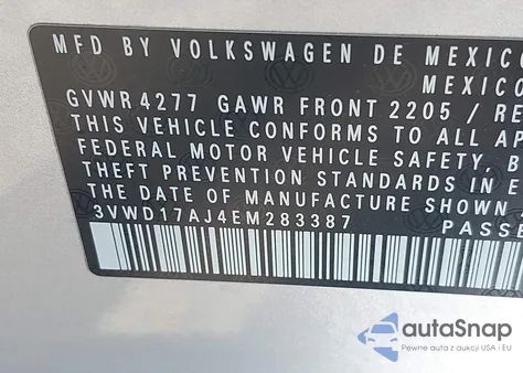 2014 Volkswagen Jetta 1.8T Se from USA, damaged, VIN 3VWD17AJ4EM283387
